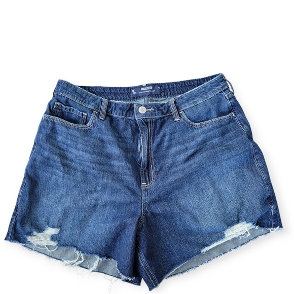Hollister Pants - Hollister Ultra High-Rise 90's Short Dark Blue Raw Hem Shorts Women Sz 16/33